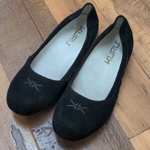 KURU Vienna Ballet Flats Black Suede Comfort Arch Support Cushion Women's 9.5